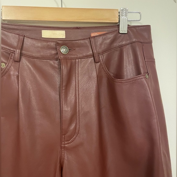 Faux leather burgundy pants Anthropologie - Picture 2 of 5